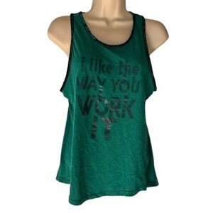 #EVCR Women's Racerback Tank Green Sleeveless Graphic Workout Top Size S